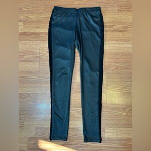 Black Milky Way Brand Faux Leather Leggings with Fringe Side size small